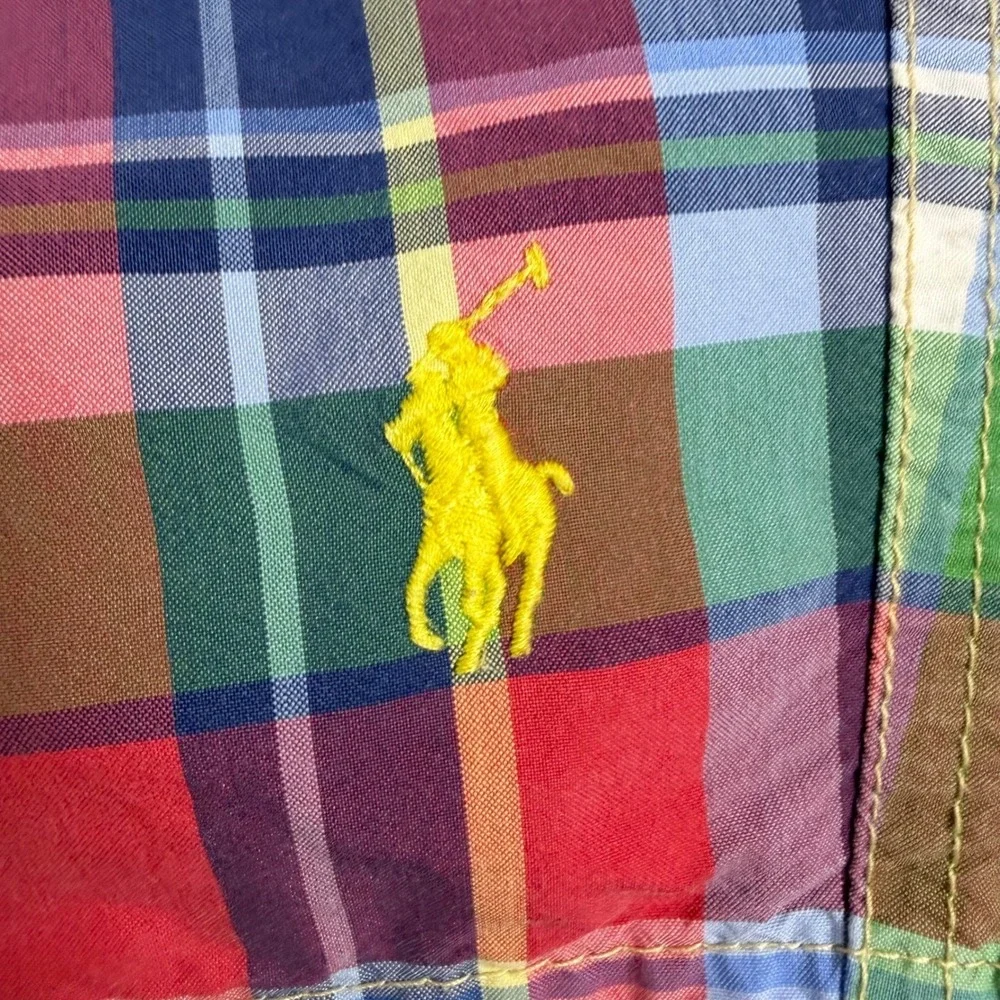 Vintage Polo Ralph Lauren Mens Plaid Swim Trunks Board Shorts Size XL